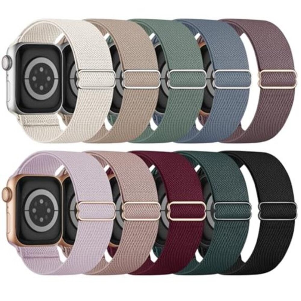 10 Pack Elastic Watch Band Compatible With Apple Watch Nylon Sport Strap 38-49mm